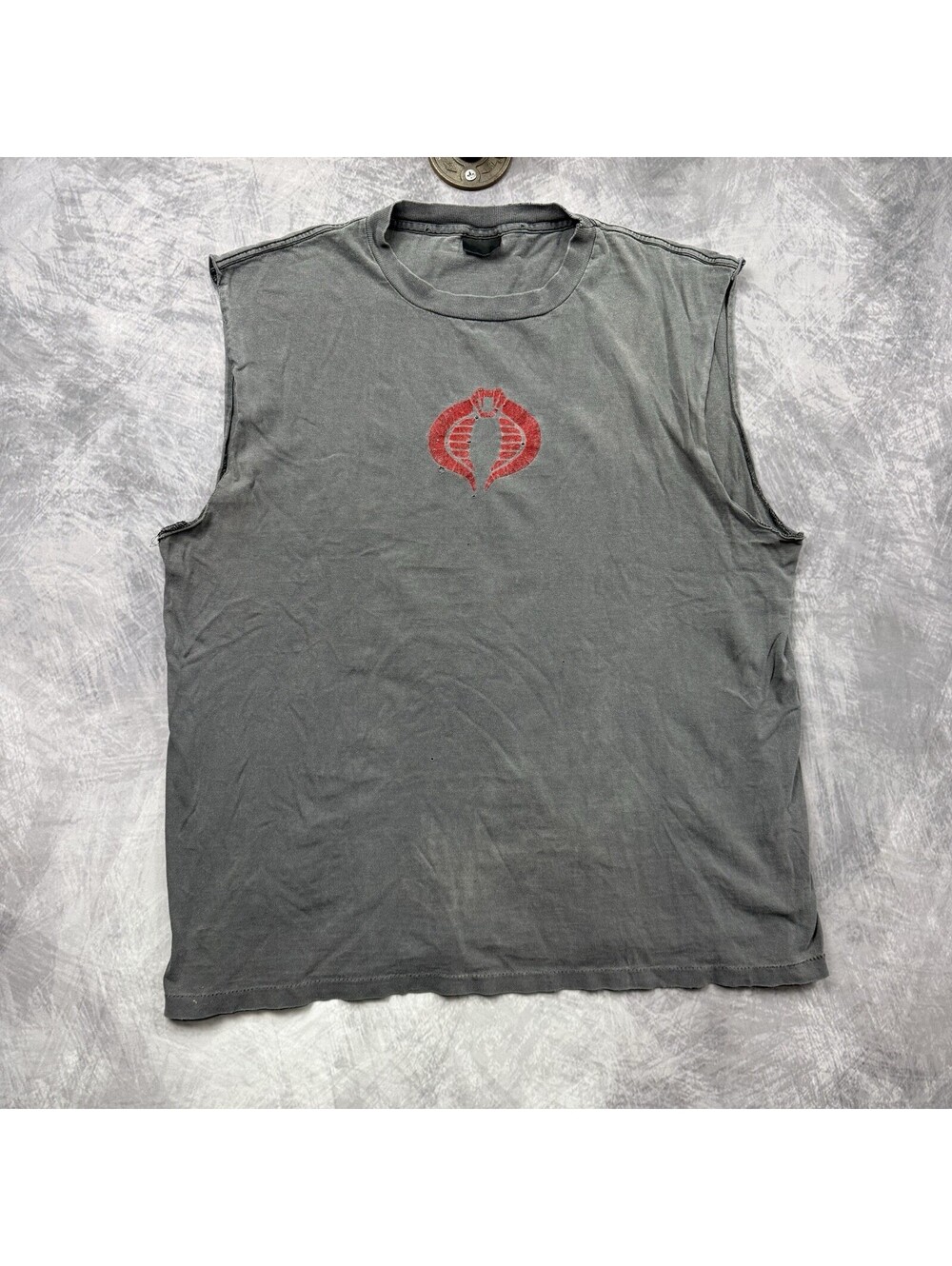 GI Joe Cobra Logo Distressed Black Cut Off XL T-Shirt Faded Gym